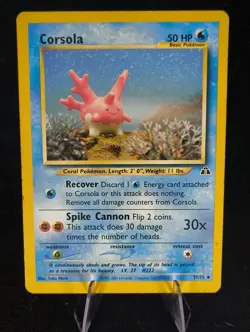 Pokemon TCG Corsola 37/75 Neo Discovery Uncommon Card MP Condition - Image 1