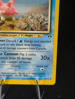 Pokemon TCG Corsola 37/75 Neo Discovery Uncommon Card MP Condition - Image 4