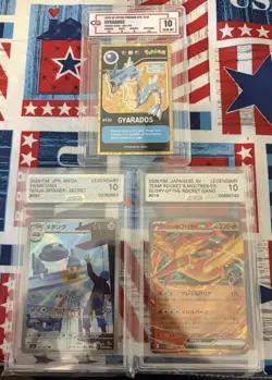 Pokemon Cards Graded Slabs Rockets Moltres AGS Legendary 10 Metang AGS Gyarados - Image 1