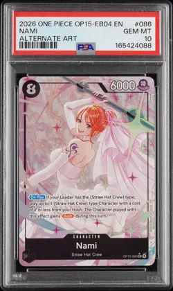 2026 ONE PIECE OP15-EB04-ADVENTURE ON KAMI'S ISLAND ALTERNATE ART NAMI PSA 10 - Image 1