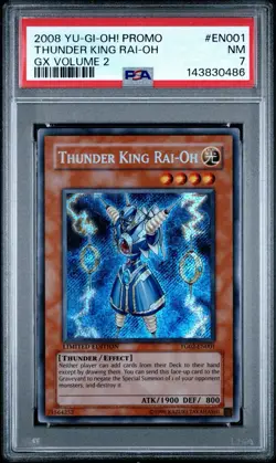 2008 Yu-Gi-Oh! Thunder King Rai-Oh YG02 Limited Edition Secret Rare PSA 7 - Image 1