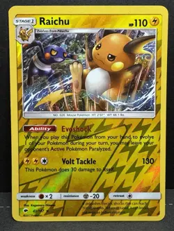 Raichu 41/147 Holo Rare Burning Shadows Near Mint Foil SM Pokemon TCG Card - Image 1