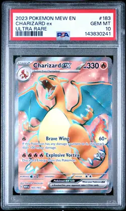 2023 Pokemon Mew En-151 #183 Charizard Ex Ultra Rare PSA 10 - Image 1