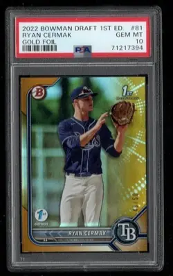 2022 Bowman Draft 1st Edition Ryan Cermak #BD-81 Gold RC /50 | PSA 10 GEM MINT - Image 1
