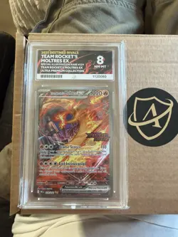 ACE 8 MINT Team Rocket's Moltres ex 229/182 SIR Pokemon Destined Rivals STAMPED - Image 1