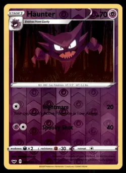 Haunter 084/202 Uncommon Sword & Shield Pokemon Reverse Holo Near Mint - Image 1