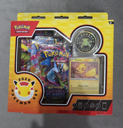 Pokemon TCG Pokemon Day 2026 Collection Box Pikachu Promo Coin & 3 Boosters - Image 1