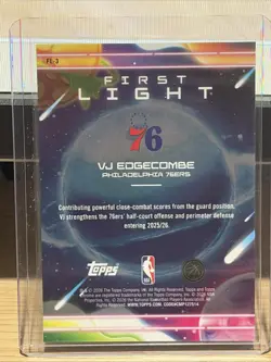 2025-26 Topps Cosmic Chrome VJ Edgecombe First Light RC Black Refractor #/10 - Image 2