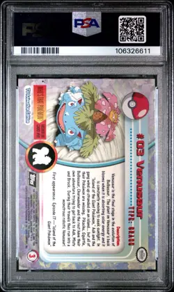 1999 POKEMON TOPPS TV Animation #3 Venusaur FOIL Black Logo PSA 9 MINT - Image 2