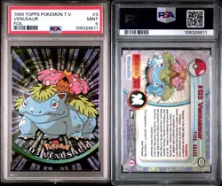 1999 POKEMON TOPPS TV Animation #3 Venusaur FOIL Black Logo PSA 9 MINT - Image 3