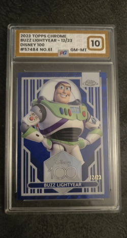 Topps 2023 Chrome Disney 100 Buzz Lightyear #12/23 PG Grading 10 - Image 1