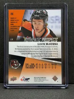 Gavin McKenna 2023-24 UD CHL SP Game Used Orange Foil /499 Toronto Maple Leafs - Image 2