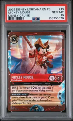 2025 DISNEY LORCANA EN P3-PROMO #13 MICKEY MOUSE - PIRATE CAPTAIN PSA 10 - Image 1