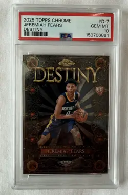 PSA 10 JEREMIAH FEARS DESTINY REFRACTOR #D-7 ROOKIE CARD RC 2025 TOPPS CHROME - Image 1