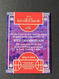 Wilt Chamberlain 2025 Leaf Game Used 100 Point Game Jersey Relic One Of One 1/1 - Image 2