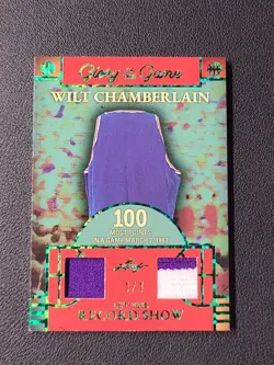 Wilt Chamberlain 2025 Leaf Game Used 100 Point Game Jersey Relic One Of One 1/1 - Image 3