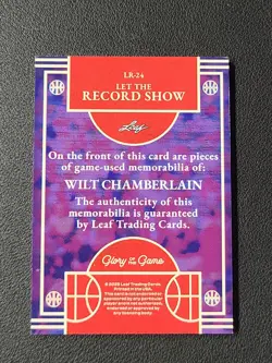 Wilt Chamberlain 2025 Leaf Game Used 100 Point Game Jersey Relic One Of One 1/1 - Image 4
