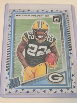 2025 Optic Matthew Golden Blue Stars Emoji Prizm Rated Rookie #205 SP - Image 1