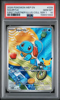 2026 POKEMON MEP EN-ME BLACK STAR PROMO #039 SQUIRTLE PSA 10 - Image 1