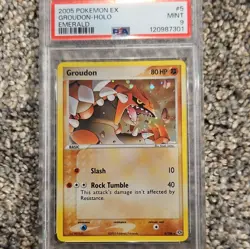 PSA 9 2005 Pokemon TCG EX Emerald Groudon 5/106 Holo Rare English (12 Cert) - Image 1