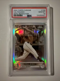 2022 Topps Chrome Cal Raleigh #149 Rookie Sepia Refractor SSP PSA 10 Mariners - Image 1