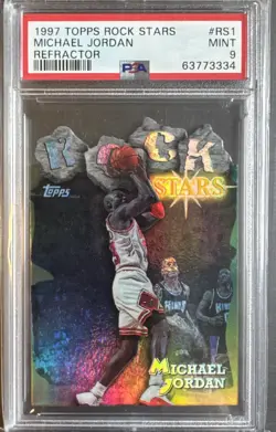 1997 TOPPS ROCK STARS MICHAEL JORDAN REFRACTOR #RS1 PSA 9 - Image 1
