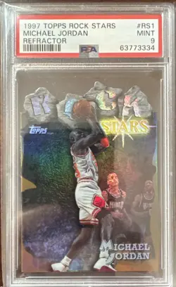 1997 TOPPS ROCK STARS MICHAEL JORDAN REFRACTOR #RS1 PSA 9 - Image 2