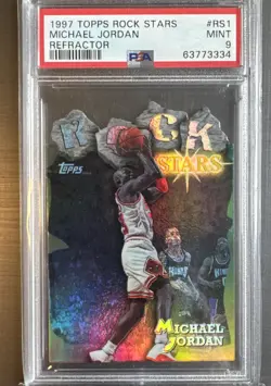 1997 TOPPS ROCK STARS MICHAEL JORDAN REFRACTOR #RS1 PSA 9 - Image 3