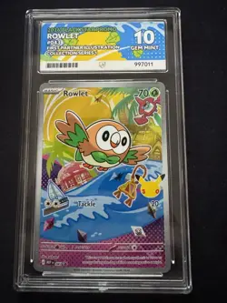 Ace Perfect 10 Rowlet 043 First Partner Illustration Promo Gem Mint Pokemon - Image 1