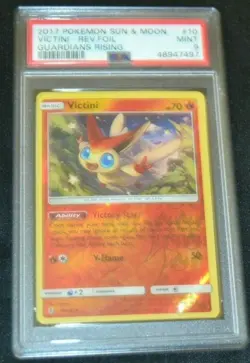 Reverse Holo Foil Victini # 10/145 Guardians Rising Set Pokemon Cards PSA 9 MINT - Image 1