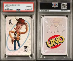 PSA 10 GEM MINT Woody Disney 100 Anniversary 9 Card Foil Trading Card Game 2023 - Image 3