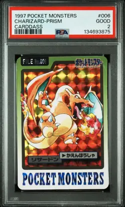 Set of 2 cards - PSA 1 Tomy Pokemon Scratch Charizard, PSA 2 Carddass Charizard - Image 3