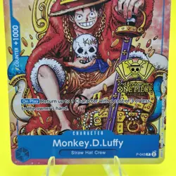 One Piece Card Monkey D Luffy P-043 2ND ANNIVERSARY Pirate King Promo English LP - Image 3