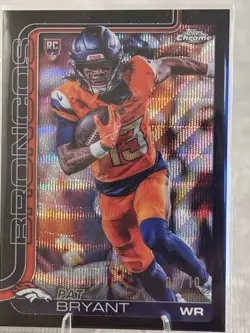 2025 Topps Chrome Football Pat Bryant RC Black Wave Refractor Numbered to10 8/10 - Image 1