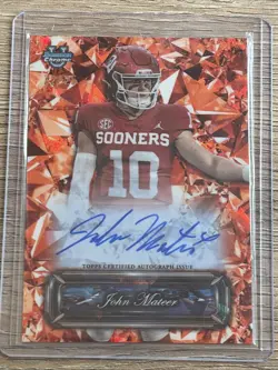 John Mateer Orange On-Card Auto /25- 2025 Bowman U Chrome Sapphire Selections - Image 1