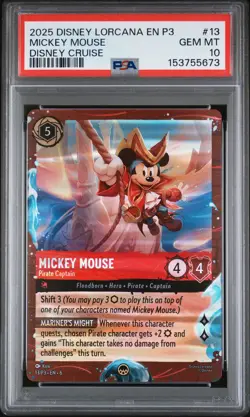 2025 DISNEY LORCANA EN P3-PROMO #13 MICKEY MOUSE - PIRATE CAPTAIN PSA 10 - Image 1