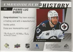 2021-22 SP Game Used Embroidered in History #40 Pierre-Luc Dubois Winnipeg Jets - Image 2