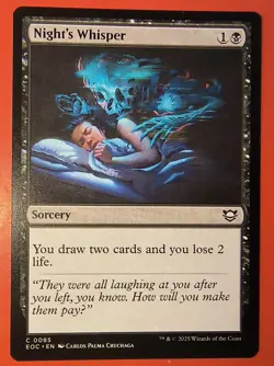 MTG, EDGE OF ETERNITIES *NIGHT'S WHISPER* #0085, COMMON, REGULAR, EOC - Image 1