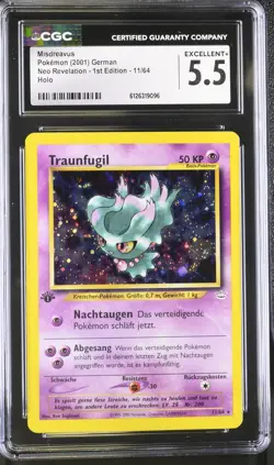 CGC 5.5 GERMAN Misdreavus Neo Revelation 1st Edition 11/64 Holo Pokemon Card - Image 1