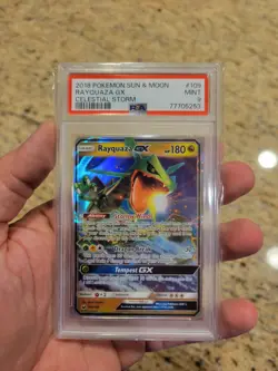 Pokemon SM Celestial Storm Rayquaza GX 109/168 Ultra Rare Holo Foil PSA 9 MINT - Image 1