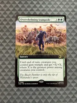 MTG Overwhelming Stampede #0385 Ext. Art R Commander: Marvel Super Heroes (MSC) - Image 1