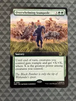 MTG Overwhelming Stampede #0385 Ext. Art R Commander: Marvel Super Heroes (MSC) - Image 2