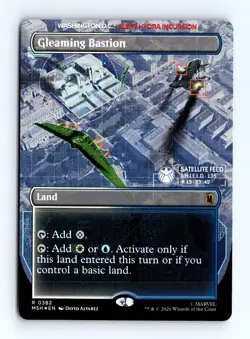 Gleaming Bastion (Borderless) (Foil) 0382 (R) MTG Marvel Super Heroes (MSH) - Image 1