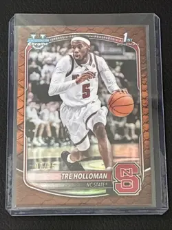 2025-26 Bowman Chrome BCP-81 Tre Holloman Orange Reptilian Refractor # /25 - Image 1