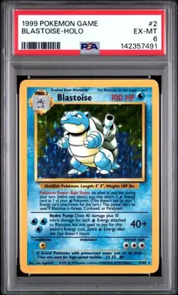1999 Blastoise Holo Pokemon Game #2 Base Set PSA 6 EX-MT - Image 1