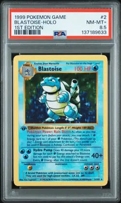 1999 POKEMON GAME 1ST #2 BLASTOISE Shadowless Holo PSA 8.5 - Image 1