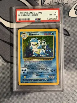 1999 POKEMON GAME BLASTOISE HOLO #2 PSA 8 NM-MT - Image 1