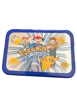 Vintage POKEMON Storage Box tin mini lunchbox 1998 Nintendo Accessory Network - Image 1