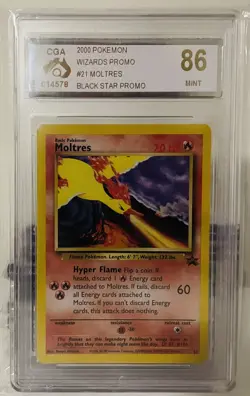 2000 Pokemon WOTC Black Star Promo #21 - Moltres CGA 86 Mint - Image 1
