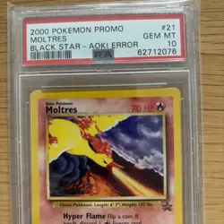 Pokemon Moltres 21 Black Star Promo 2000 #21 - Aoki Error - PSA 10 - Image 2